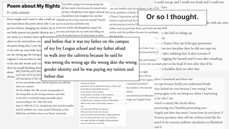 This image, titled '5.jpg' and part of a 'Suffocation Zine', is a document-style page primarily composed of black text on a white background, appearing to be a poem