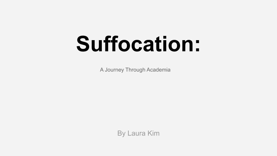 This image appears to be the title page or cover for a publication, likely a zine, titled "Suffocation." The background is a solid, very light grey, almost white,